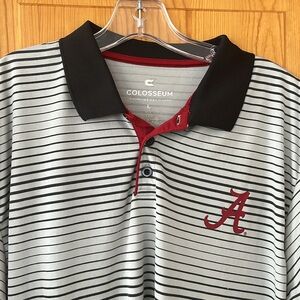 Colosseum Gray and Black Striped Polo Shirt